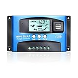 XTVTX 30A MPPT Solarladeregler,12V/24V Solar Charge Controller ,Autofokus Tracking,Solarpanel Regler mit LCD Display,Dual USB port