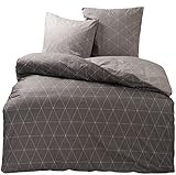 Leonado Vicenti - 4tlg. Baumwolle Renforce Bettwäsche 135x200 cm Raute Silber Grau Wende-Bettwäsche modern Schlafzimmer Garnitur Set Bezug Decke
