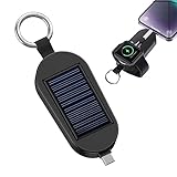 Jildouf Solarladegerät Powerbank Schnellladung | Solarbetriebene Powerbank vom Typ C mit Schlüsselanhänger | 3000-mAh-Solarladegerät | Reise-Powerbank zum kabellosen Laden von Uhren und Telefonen