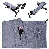 ZYXBBD Fitness Handtuch I Sporthandtuch Fitnessstudio 120x50cm I rutschfest Gym Handtuch mit Fixierung und Reißverschluss Tasche I Mikrofaser Handtuch XL (Grey, 120 x 50 cm)