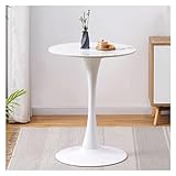 PGPOMEPCPY 60/70/80 cm Runder Küchen-Esstisch Mit Platte Aus Carrara-Kunstmarmor Und Sockel Aus Gebürstetem Metall, Kleine Mid-Century-Tulpentische(D,60X60X74CM)