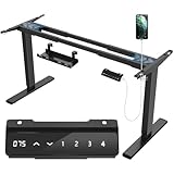 JUMMICO Dual-Motor Tischgestell Höhenverstellbar mit USB-Buchse und Kabelwanne, Elektrisch Höhenverstellbarer Schreibtisch Gestell mit Rollen (Schwarz)