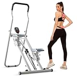 Vertikale Klettermaschine,CEIEVER Treppensteiger Fitnessgerät mit LCD-Instrumentenanzeige Treppe Stepper Klappbare Tragbarer Crosstrainer Stepper mit Lenker & Pedale 300LBS Last,für Heimtraining