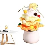 Künstliche Strickblumen, gehäkelte Weihnachtsbaumtöpfe, kreative Strickdekoration, künstliche, gehäkelt, handgefertigt