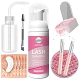 SVECKE Wimpern-Shampoo Kit, 2 fl.oz / 60 ml, Wimpernverlängerungs-Shampoo, Wimpernreinigungsset mit Wimpernfön, Wimpernentferner für den Gebrauch