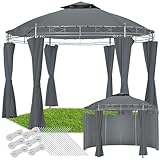 tectake® Pavillon rund Ø 3,5m, Partyzelt mit Dach und Seitenteilen, inkl. Befestigungsmaterial, Zelt Überdachung für Garten, Event Shelter, Festzelt, wasserdicht - anthrazit