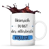 Lustige Tasse Heinrich allerbeste Kollege - Kaffeetasse mit Spruch fürs Büro, Geschenkidee für Kollegen & Chef zum Geburtstag, Abschied, Ruhestand oder Weihnachten.