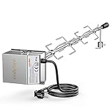 Onlyfire Universal Grillspieß Set, 120 cm inkl. 4X Fleischnadeln und Edelstahl Motor, 220V - 240V, Drehspieß, Rotisserie, Drehspiess