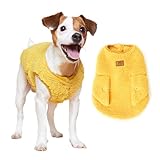 FLOT Flauschige Fleece-Weste für Hunde, warm, bequem, Premium-Materialien, maßgeschneiderte Passform, entworfen und hergestellt in Korea, Größe M, Gelb