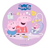 dekora - Essbarer Tortenaufleger Peppa Pig New Baby Ø20 cm – Cake Topper aus Esspapier – Geburtstagstorte Kinder Dekoration – Glutenfrei – Für Vegetarier geeignet – 1 Stück