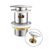 FORIOUS Ablaufgarnitur Waschbecken mit überlauf, Universal Pop up Ablaufventil mit druckfestem und verstopfungsfreiem Ablaufsieb, Waschbeckenstöpsel für Bad Waschbecken und Waschtisch