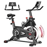 Heimtrainer Fahrrad mit Magnetischem Widerstand, DMASUN Ergometer Heimtrainer mit LCD Display & Größerer Tablet-Halter, Hometrainer Fahrrad, Verstellbare Griffe & Sitz, Fitnessbike 160 KG Belastbar