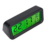 YWBL-WH Solar-Auto-Armaturenbrettuhr, Automatische Nachtanzeige, Hintergrundbeleuchtung, Digitaluhr mit Temperatur- und Feuchtigkeitsmesser, für Autos, LKWs, Camping, Küche, Büro