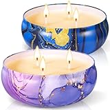 ZHHGOO 2 Stück Citronella Kerzen,Zitronengras natürliche Zitronella Duftkerze Groß,3 Docht Natürliche Sojawachs Kerzen für Outdoor Indoor Garten Camping Picknick Pool Terrasse Reisen Sommergeschenk