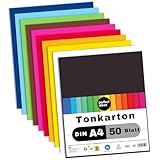 perfect ideaz - 50 Blatt Tonkarton DIN-A4, 10 Farben, 210g /m², made in Germany, Blauer Engel zertifiziert