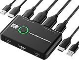 Rybozen KVM Switch, 4K 60Hz HDMI KVM Switch 2PC 1 Monitor, 2 Port Box USB HDMI Switches für 2 Computer teilen Tastatur, Maus, Drucker und einen HD-Monitor