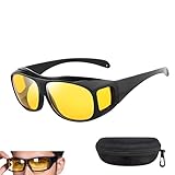 Polarisierte Nachtfahrbrille, leicht, blendfrei, Nachtsichtbrille, TAC gelbe Gläser mit Seitenschildern, modische Scheinwerferbrille für Männer und Frauen, Schwarz