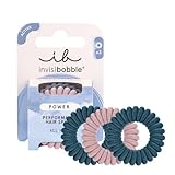 invisibobble Power Haargummis Spirale aus Plüsch in Dunkel Rosa und Blau - Haargummis für Sport extra stark - Spiral Haargummis - dicke Haargummis, 3 Stück