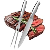 Robin Goods® 2-teiliges Tranchierbesteck-Set - Grill-Besteck aus rostfreiem Edelstahl - Fleischmesser und Fleischgabel - Bratengabel - Koch- und Küchenzubehör