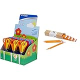 Westcott E-2150S Kinderschere für Rechts- und Linkshänder, 13 cm, runde Spitze, 30 Stück, Maß 5 cm & Amazon Basics - Holzgefasste Bleistifte, HB, vorgespitzt, 30er-Pack