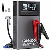 GOOLOO X7 4250A Starthilfe Powerbank mit Kompressor,Starthilfe mit Digitalem Reifenfüller 160 PSI, 12V-Lithium-Batterie-Booster mit Typ-C-Schnellladung (bis zu 10 l Benzin-/10 l Diesel)