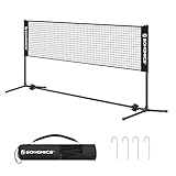 SONGMICS Badminton-Netz, 3 m, Volleyballnetz mit höhenverstellbaren Pfosten, tragbares Netz für Tennis, Junior, Beach-Volleyball, Pickleball, Garten, Park, Outdoor, Schwarz SYQ300HV1