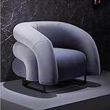 BOWCOM Moderne leichte Luxusakzent Single Sofa Stuhl mit Armen, Stoff gepolstert Bequeme Lesearm Stuhl Kreativität Velvet Akzentstuhl für Schlafzimmer, Wohnzimmer Grey