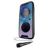 MEDION P61080 Party-Soundsystem (Partylautsprecher inkl. Mikrofon, Karaoke, Akku, Bluetooth, True Wireless Stereo, 2X 450 Watt, Farbige LED, 2X USB, 2X AUX, 2X Mikrofonanschluss, Kompaktanlage)