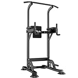 DH FitLife Power Tower Dip Station | Sport Geräte mit Klimmzugstange, Dip Barren u. Rückentrainer | Kraftstation Kraftturm | Fitness Station | Power Rack for Home Gym | Krafttraining für Zuhause