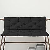Überfüllte Sitzauflage für Innen- und Außenbereich, mit Rückenlehne, dickes Kissen für 2- und 3-Sitzer-Sofa und Schaukel, weiches Liegenpolster mit Bändern, schwarz, Terrassenmöbelmatte, 150 x 100 x 8