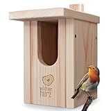 wildtier herz I Vogel Nistkasten Rotkehlchen aus Massiv-Holz, 14.5 x 21.5 x 25 cm - Verschraubt, Nistkästen für Vögel, Nistkasten Rotkehlchen, Vogelhaus Brutkasten für Vögel, Wetterfest