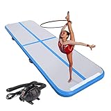 CNSPORT 3 m/4 m/4,9 m/6,1 m/7,9 m/7,9 m Aufblasbare Gymnastik Airtrack Tumbling Matte Air Track Bodenmatten mit elektrischer Luftpumpe für den Heimgebrauch/Training/Cheerleading/Strand/Park und Wasser