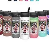 OMNRELM Personalisierte Edelstahl-Wasserflasche mit Strohhalm, 18OZ 500 ml benutzerdefinierte Sport-Thermosflasche, isolierte Thermosflasche mit Namen Logo Foto