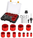 Neuytiky M42 Bimetall Lochsägen Set, 19 PCS Metall Dosenbohrer Lochbohrer Kreisschneider Verwendet (19–68mm), 38mm Schnitttiefe für Holzbrett, PVC-Brett, Plastikbrett