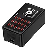 USB-Lade-Hub, Handy-Lade-Hub, kabellos, 100 W, intelligent, tragbar, 15-Port-Ladestation für Zuhause, Laptop, Handy, Uhr, Tablet