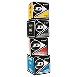 DUNLOP MIXPACKUNG Squashbälle 4Stück Blau Gelb Rot...