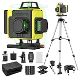 Selbstnivellierender Laser-Wasserwaage, 360° x 4, 4D-Baulaser mit 16 Laserlinien, Pulsmodus für den Außenbereich, 2 Batterien, Selbstnivellierung, Rotationsständer, Fernbedienung. (mit Stativ)