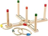 Playtastic Wurfspiel Holz: Outdoor-Ringwurfspiel aus Holz mit 4 Wurfringen, 37 cm (Ringwurfspiel für Senioren, Wurfspiele für Senioren, Kinder Garten)