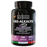 Bandini® Kre-Alkalyn | 3000 mg/240 Kapseln | Kre Alkalyn® pH Correct Creatine - 100% Reines Gepuffertes alkalisches Kreatin Monohydrat | Ph-stabiles Kreatin-Monohydrat | Halal & Vegan | 200 Mesh