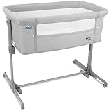 ib style® Aluna 2 in 1 Babybett | Beistellbett | ! Inkl. Matratze/Moskitonetz/Transporttasche | Höhenverstellbar | 3 Farben | Grau