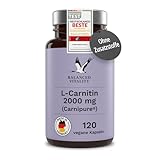 L-Carnitin Hochdosiert - 2000 mg - Premium: Carnipure® von Lonza - 120 vegane Kapseln - Laborgeprüft - Ohne Zusätze - Balanced Vitality