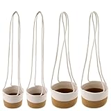KEILEOHO 4 Stück Hängender Pflanzkorb 14 cm und 20 cm, Hängende Blumentöpfe Baumwolle Handgewebt Blumenampel für Inne Pflanzen, Balkon, Flur, Hof