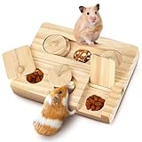 VQBKHO Meerschweinchen Spielzeug, Hamster Spielzeug aus Holz 6 In 1 Kleintierspielzeug Holzspielzeug Zur Futtersuche Futtersuchspielzeug für Hamster Chinchillas Rennmäuse Zwerghamster