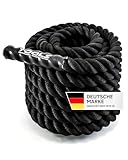 TOOLZ ® Battle Rope, Sportseil für Kraftausdauertraining, schwarz, Länge: 12m / Durchmesser: 35 mm/Gewicht: 10kg