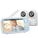 BOIFUN Babyphone mit 2 Kameras ohne WLAN, Automatische Bildwechsel, Intelligente Nachtsicht, PTZ 360° View, 5' IPS Babyfon, Zwei-Wege-Audio, VOX-Modus, Temperaturmessung, Wiegenlied, 300m Reichweite