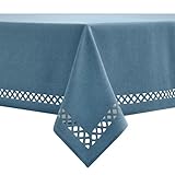MIULEE Leinen Optik Tischdecke Steinblau Tischdecken 100x140cm Abwaschbar Lotuseffekt Eckig Rechteckig Tischtuch Polyester Wasserabweisend Tischwäsche Abwischbare Tafeldecke für Party Küche