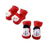 Garneck 2 Paar Socke Hausschuhe für Kleinkinder Neugeborene Hausschuhe Baby Hausschuhe kuschelige Baby-Fleeceschuhe Baby-Weihnachtsschuhe Weihnachtsbaum-Anhänger Weihnachten Kurze Stiefel