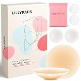 Lillypads® Premium Nippelpads - Selbstklebende Nipple Cover für Frauen - Wiederverwendbare Brustwarzenabdeckung - Nipple Pads für den Sommer - 8cm - Klebe BH - Für Tiefen Rückenausschnitt - Nude