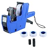 Preisauszeichner 8 Stellig Preis Etiketten Drucker Preisschilder Etiketten Maschine mit 3 Rollen Etikettenpapier, 3 Tintenrad für Büro, Einzelhandel Shop Kennzeichnung, Blau