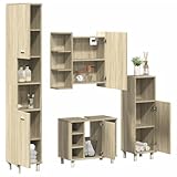 Emmtore 4-TLG. Badmöbel-Set Sonoma-Eiche Holzwerkstoff,Badmöbelset, Badezimmerschrank, Unterschrank Bad, Badmöbel, Unterschrank Badezimme